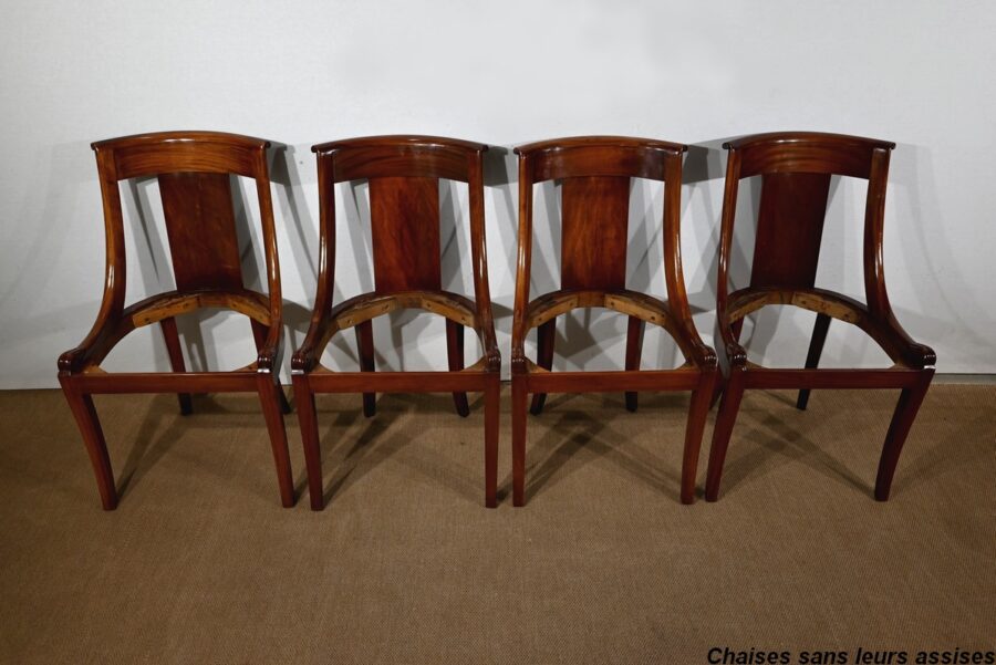 Suite de 4 Chaises Gondole en Acajou - Début XXe – Image 16