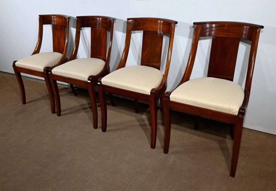 Suite de 4 Chaises Gondole en Acajou - Début XXe – Image 3