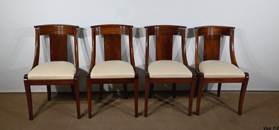 Suite de 4 Chaises Gondole en Acajou - Début XXe – Image 5