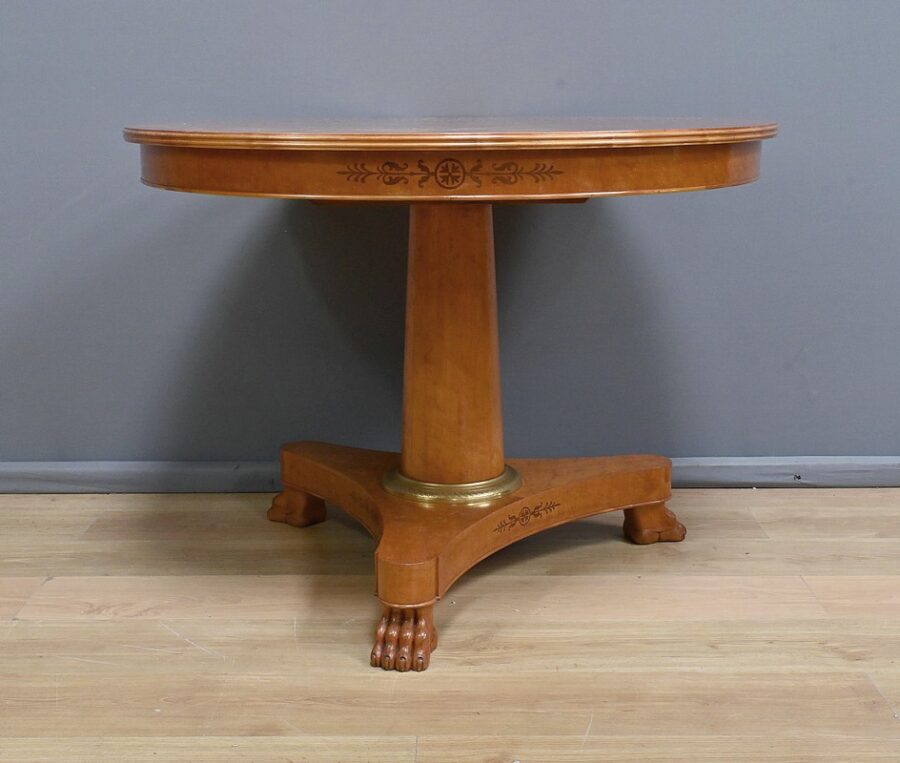 Table Ronde à Allonges en Érable moucheté, style Charles X - 1940 – Image 11