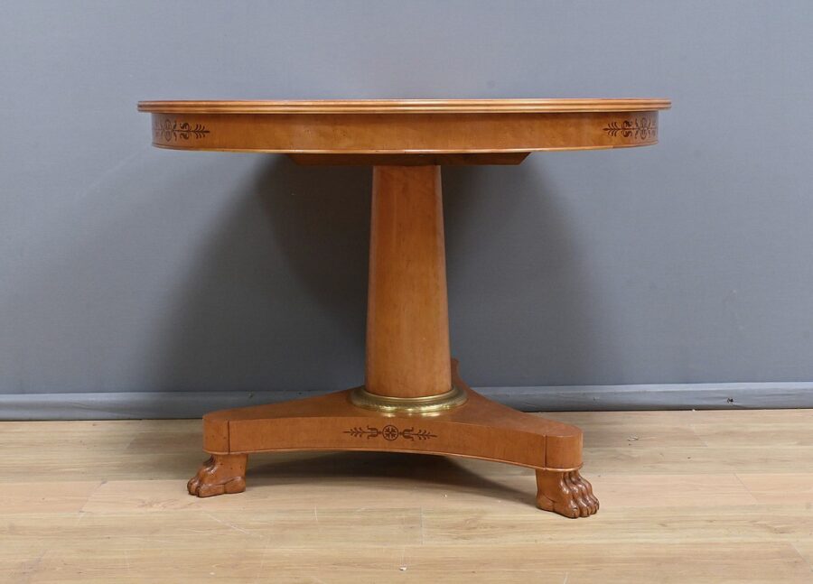 Table Ronde à Allonges en Érable moucheté, style Charles X - 1940 – Image 13