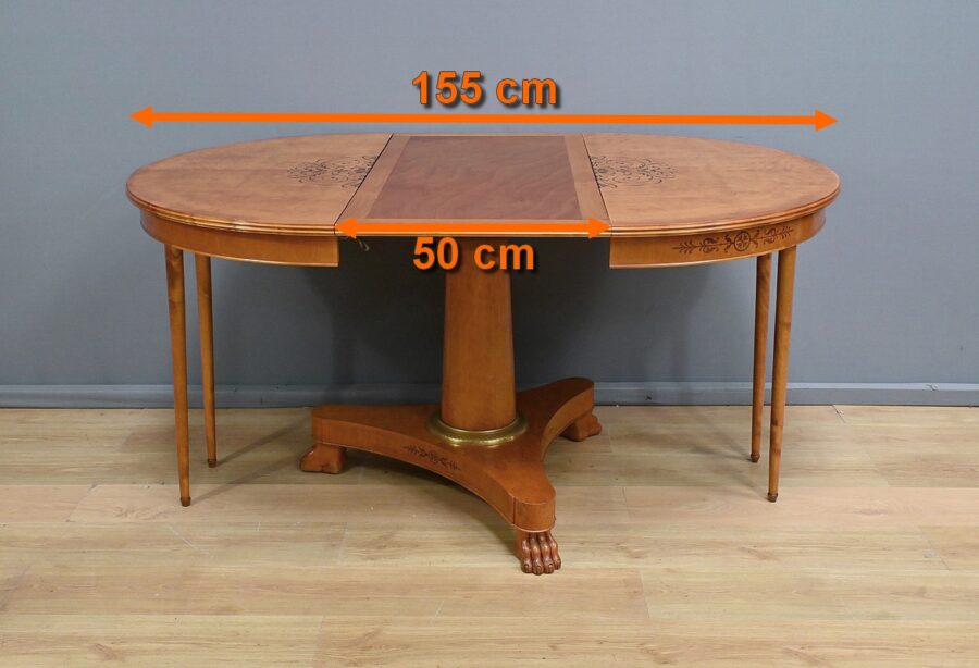 Table Ronde à Allonges en Érable moucheté, style Charles X - 1940 – Image 15