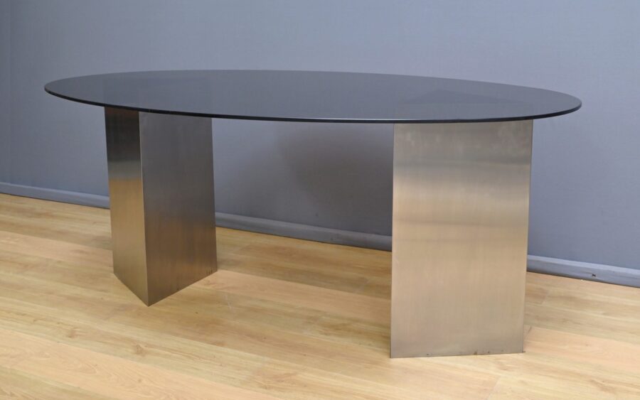 Table Ovale en Verre Fumé - 1960 – Image 3