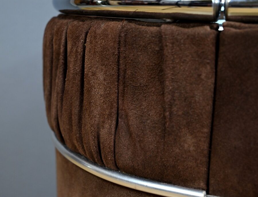 Coiffeuse et son Pouf en Nubuck, design Italien – 1970 – Image 9