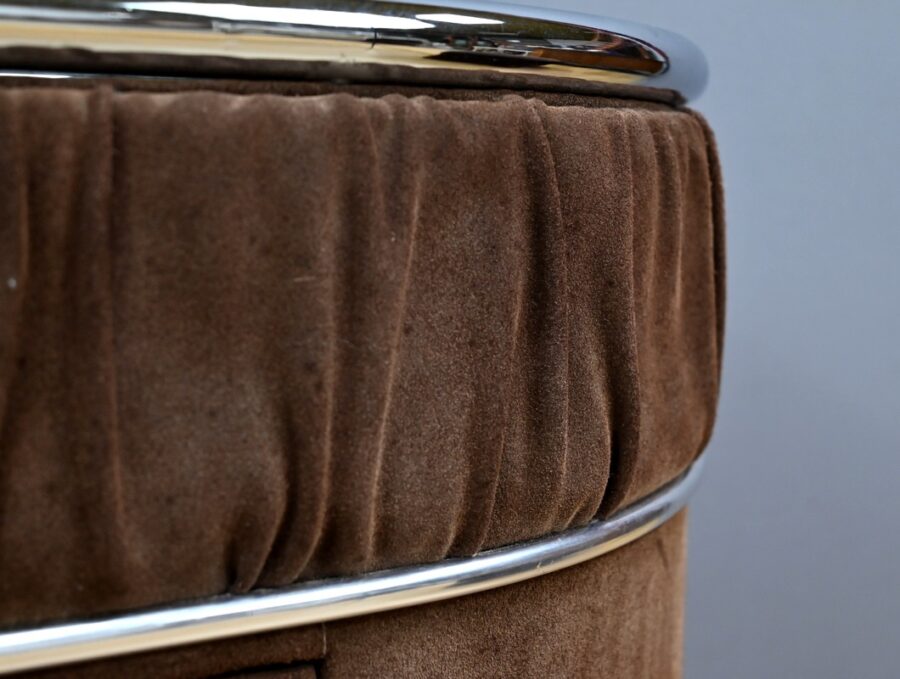 Coiffeuse et son Pouf en Nubuck, design Italien – 1970 – Image 10