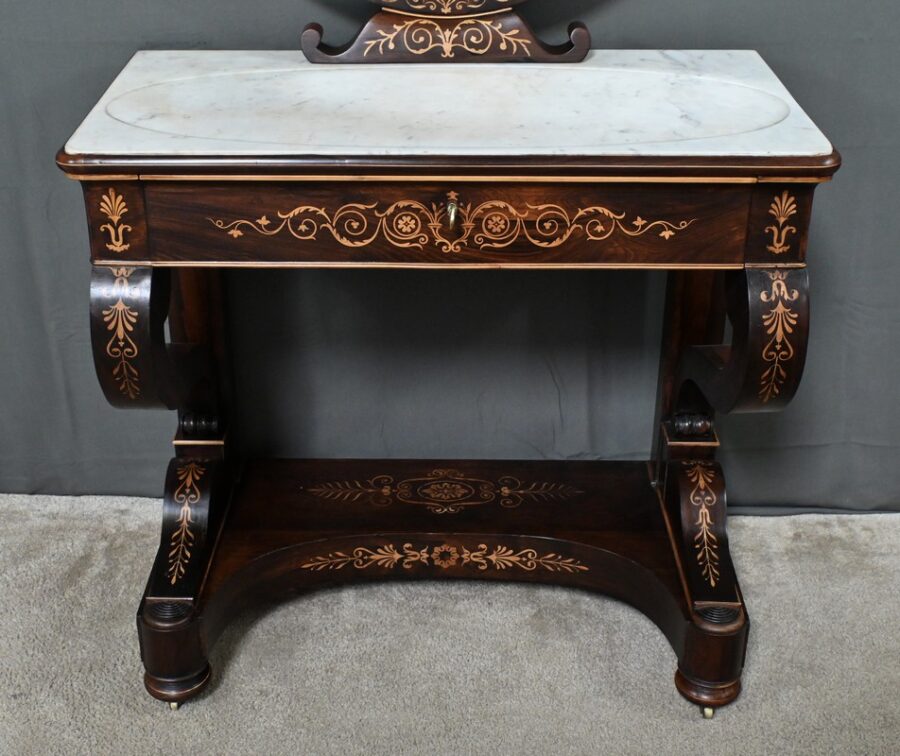 Coiffeuse en Palissandre et Marqueterie, époque Charles X - Début XIXe – Image 9