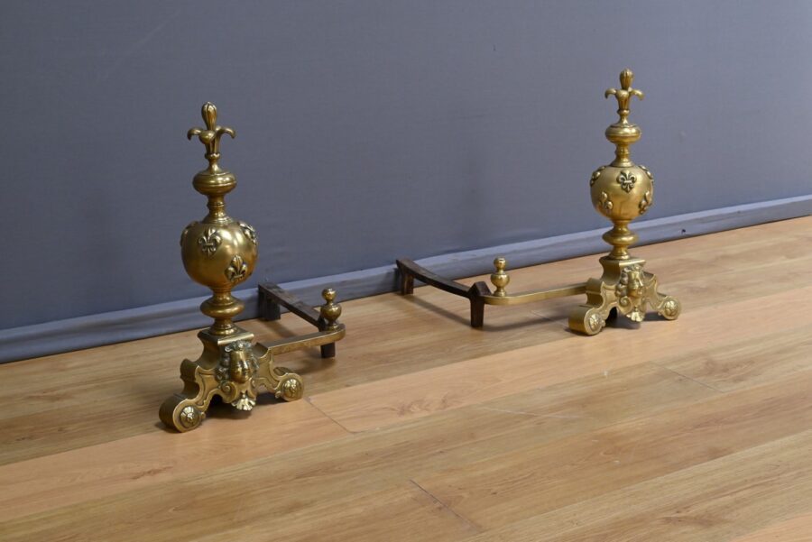 Paire de Chenets en Bronze Doré - 1ère Partie XIXe – Image 3