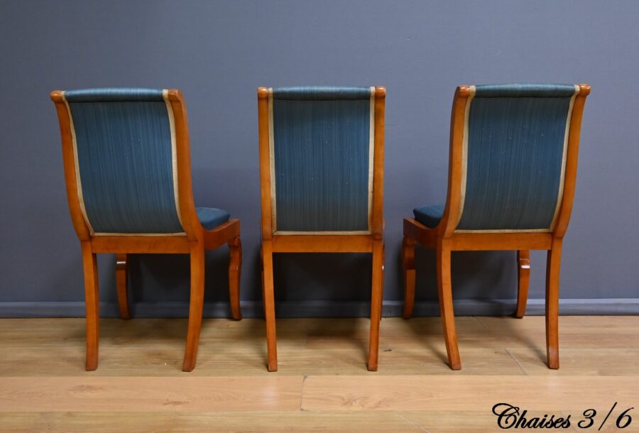 Suite de 6 Chaises en Erable et Merisier, style Charles X – Milieu XXe – Image 12