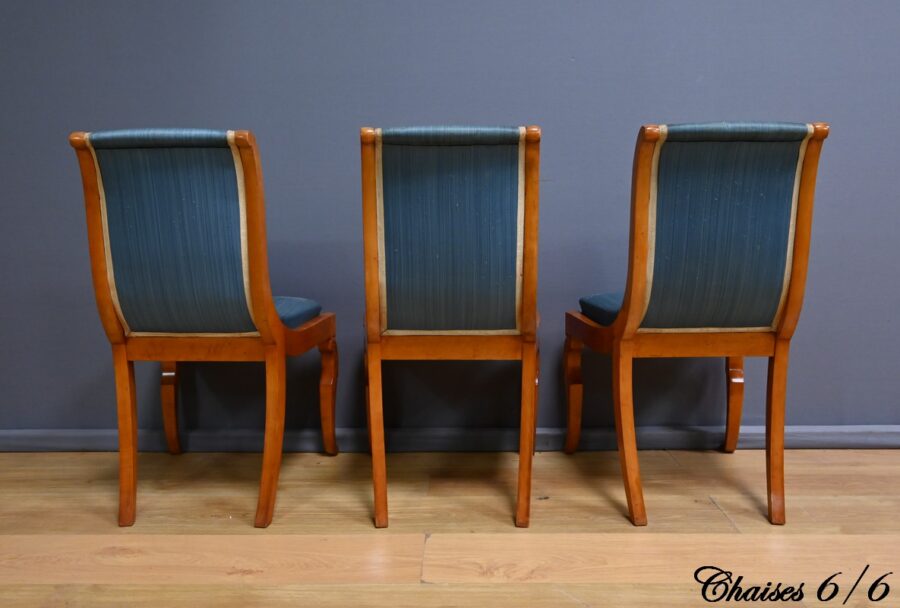 Suite de 6 Chaises en Erable et Merisier, style Charles X – Milieu XXe – Image 13